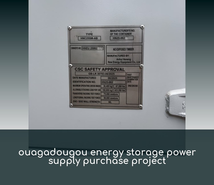 ouagadougou energy storage power supply purchase project