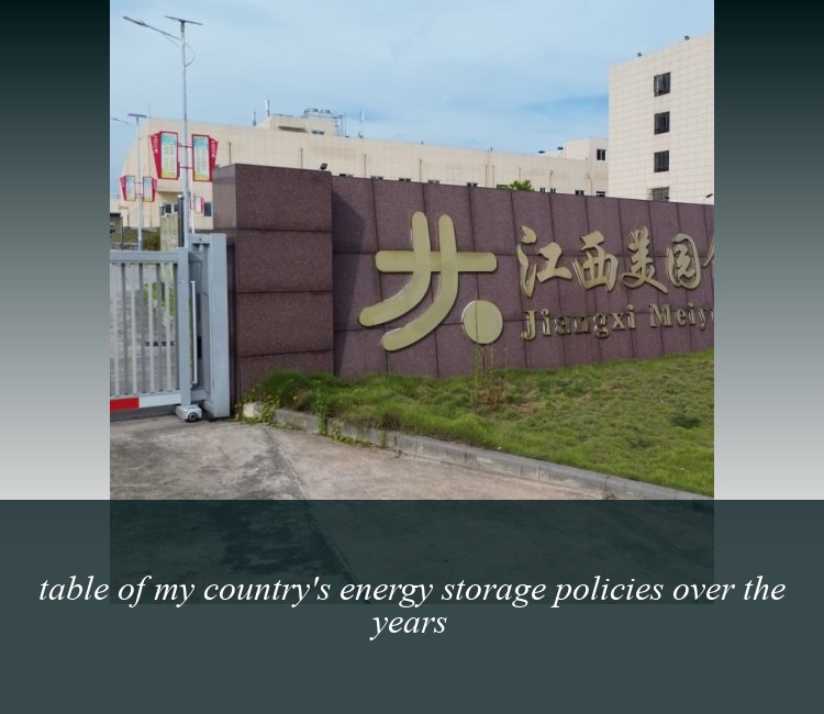 table of my country's energy storage policies over the years